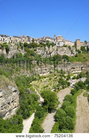 Buildings known as Casas Colgadas in Cuenca, Castilla La Mancha, Spain.