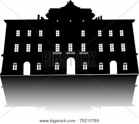 Silhouette of old building vector