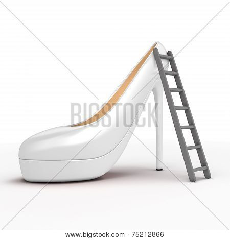 Reaching Top Of The High Fashion By Stairs.