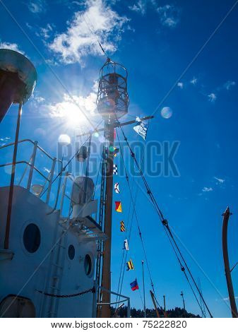 Columbia Lightship Main Light With Nautical Flags Hanging