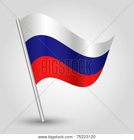 Vector 3D Waving Russian Flag On Pole