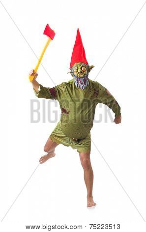 Monster man with axes isolated on white