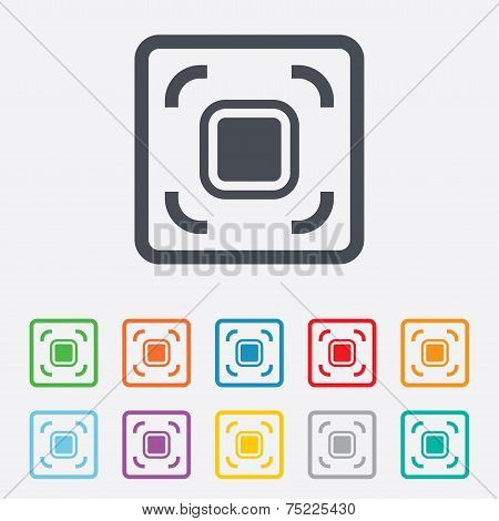Autofocus zone sign icon. Photo camera settings.