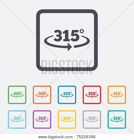Angle 315 degrees sign icon. Geometry math symbol