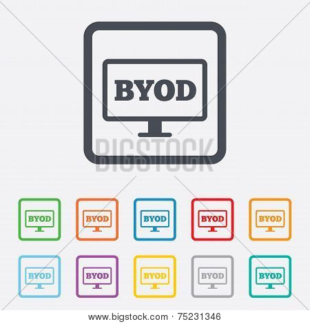 BYOD sign icon. Bring your own device symbol.