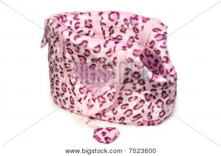 Borsa stampa leopardo rosa per cani di piccole taglia.