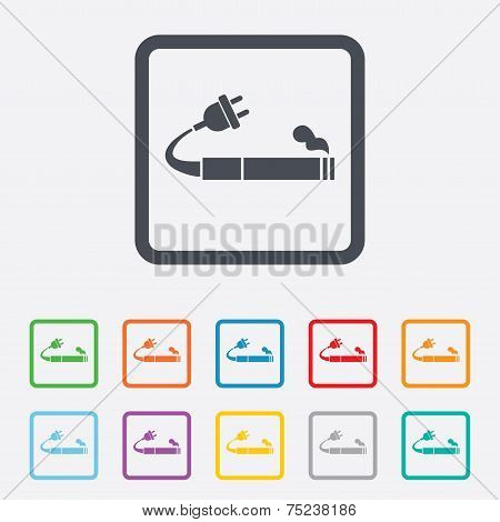 Smoking sign icon. E-Cigarette symbol.