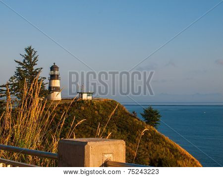Cape Disappointment Lighthouse At Sunset On The Washington Coast Usa