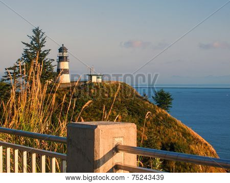Cape Disappointment Lighthouse At Sunset On The Washington Coast Usa
