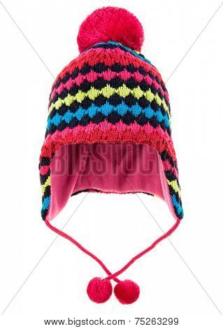 Children's winter hat isolated on a white background.