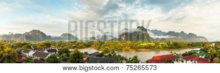 Panorama and Landscape in VangVieng, Laos.