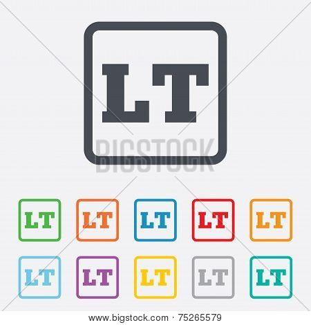 Lithuanian language sign icon. LT translation