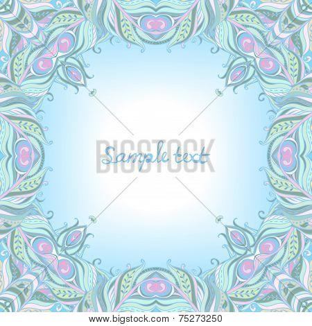 Vector floral ornate frame. Vector floral frame