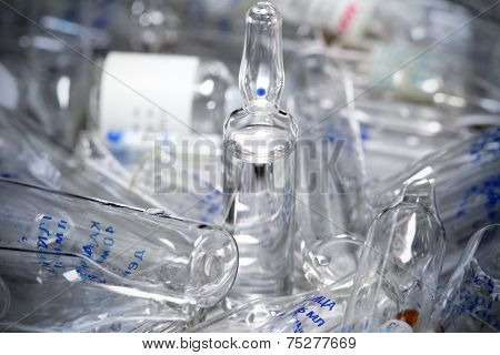 Medical Glass. Whole And Broken.