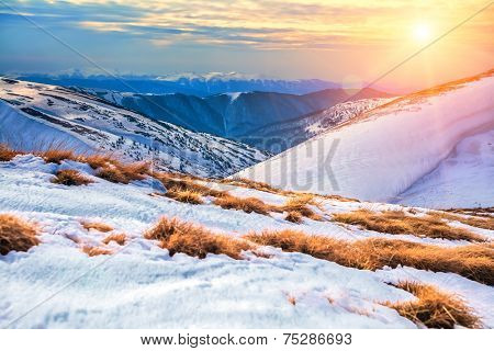 Slope on the skiing resort  in Carpathians. Ukraine