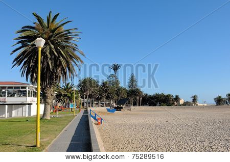 Sidewalk And Beach Scene In Swakopmund, Namibia