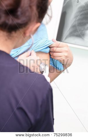 Doctor At Work. Pulmonologist Listening Patient.