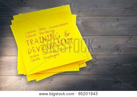 Business buzzwords against sticky note