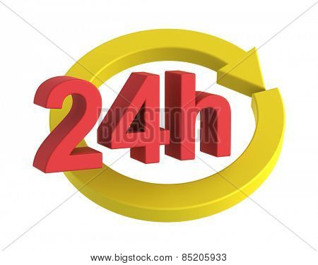 24 hours delivery sign. Computer generated 3D photo rendering.