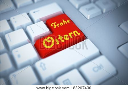 Red enter key on keyboard against frohe ostern