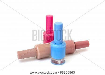 Colored Nail Polish Isolated On A White