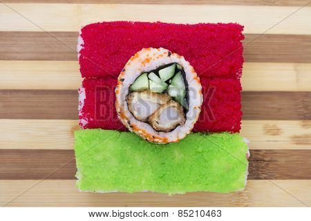 Red Green Rolls On A Cutting Board