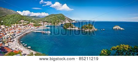 Beautiful panoramic view of Parga port, Greece.