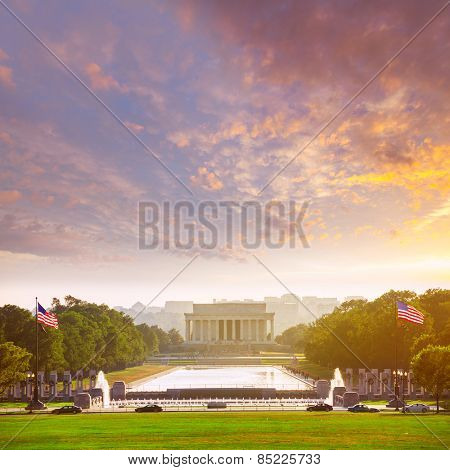 Abraham Lincoln Memorial building sunset Washington DC US USA