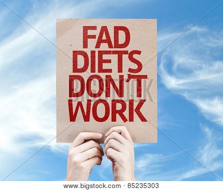 Fad Diets Don't Work card with sky background