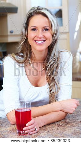 Young beautiful woman portrait. People at home.