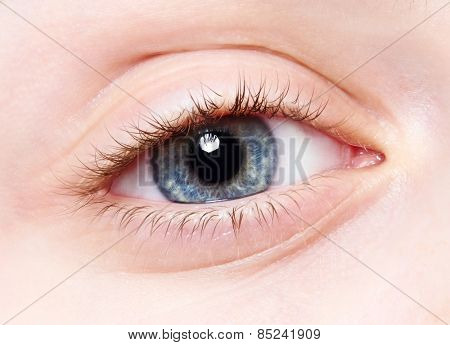 Close-up macro human female child eye 