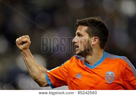 BARCELONA - 8, FEB: Pablo Piatti of Valencia CF during spanish League match against RCD Espanyol at the Estadi Cornella on February 8, 2015 in Barcelona, Spain