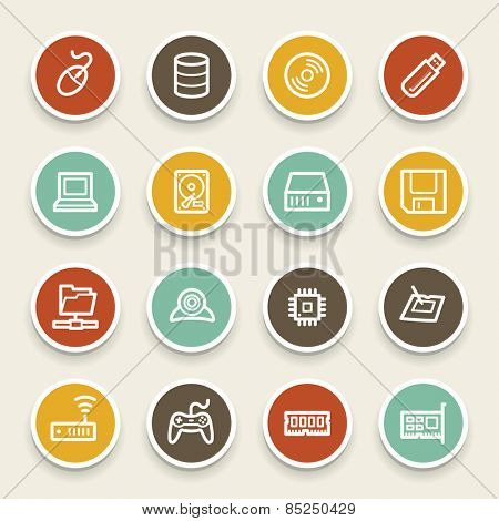 Computer components web icons set