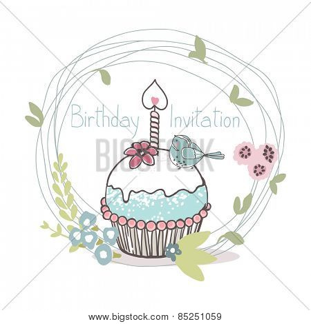 birthday cupcake invitation card