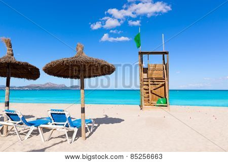 Mallorca Can Picafort beach in alcudia bay at Majorca Balearic islands of Spain