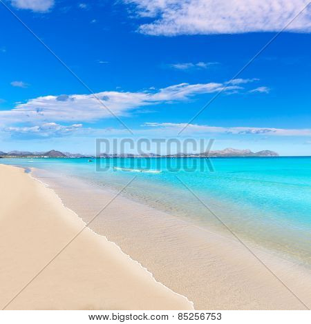 Mallorca Can Picafort beach in alcudia bay at Majorca Balearic islands of Spain