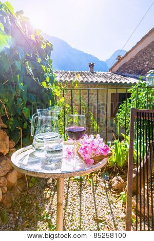 Majorca Balearic house patio in Balearic islands Mediterranean architecture of Mallorca