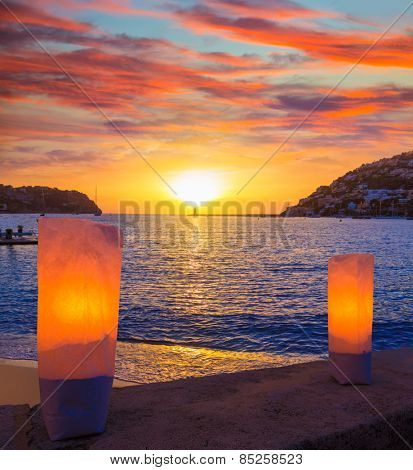 Mallorca port de Andratx sunset in Mallorca at Balearic islands of spain