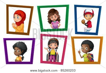 Children in different position in frames