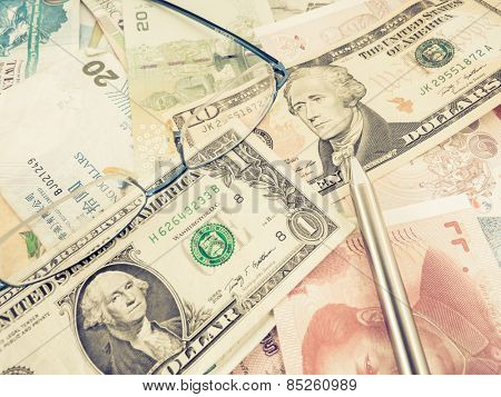selective focus image of financial report, money and others.