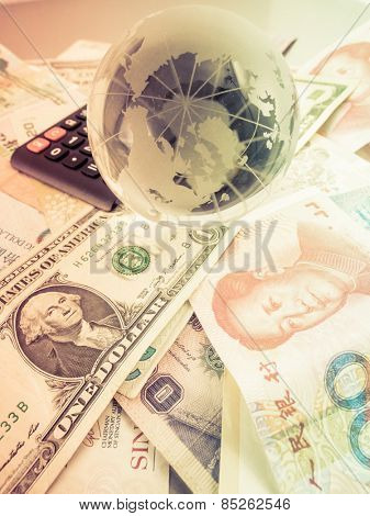 selective focus image of financial report, money and others.