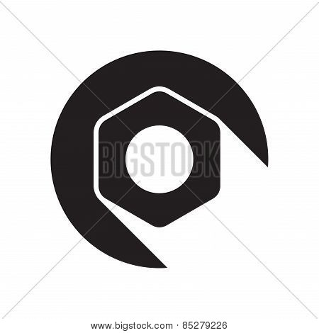 Black Icon With Nut And Stylized Shadow