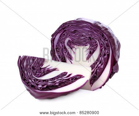Red Cabbage, Violet Cabbage Isolated On Whitered Cabbage, Violet Cabbage Isolated On White Backgroun