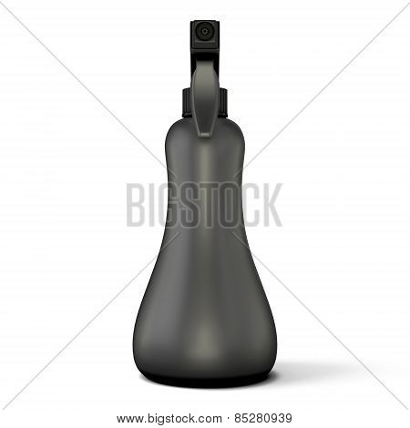 Black Spray Bottle Mockup Isolated On White