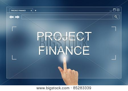 Hand Press On Project Finance Button On Website