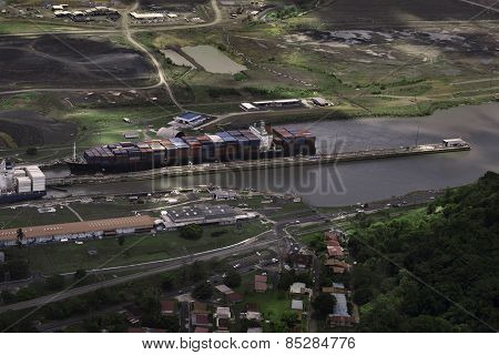 Cargo Ships at Miraflores Locks