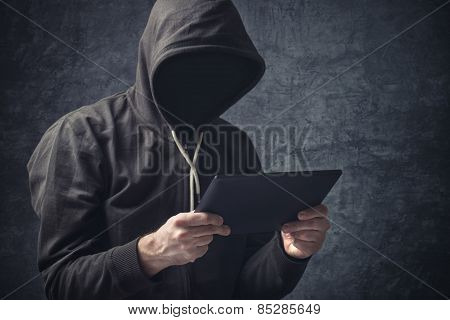 Anonymous Unrecognizable Man With Digital Tablet Computer