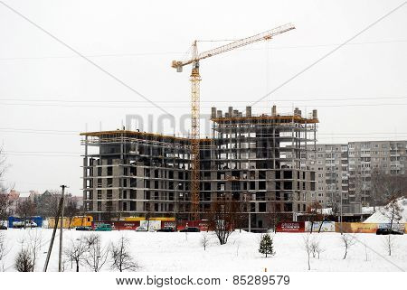 Construction Of New Houses In Lithuania Vilnius City Fabijoniskes District