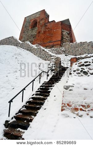 Upper Castle Keep On Gediminas Hill Is A Part Of Vilnius Castle Complex