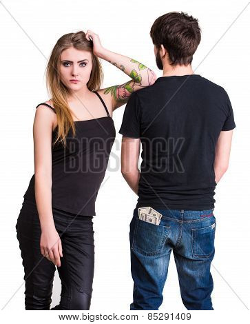 Couple With Dollar Cash Money